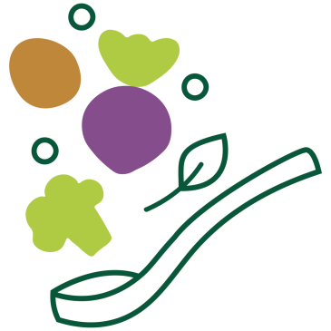 piirros, jossa lusikka ja kasviksia