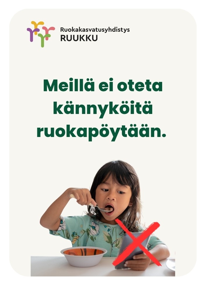 Meillä ei oteta kännyköitä ruokapöytään