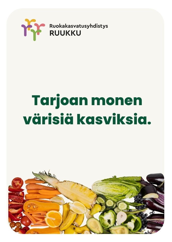 Tarjoan monen värisiä kasviksia