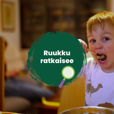 Ruukku ratkaisee -kuvituskuva lapsesta, joka syö lusikalla